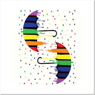 Rainbow umbrella Posters and Art